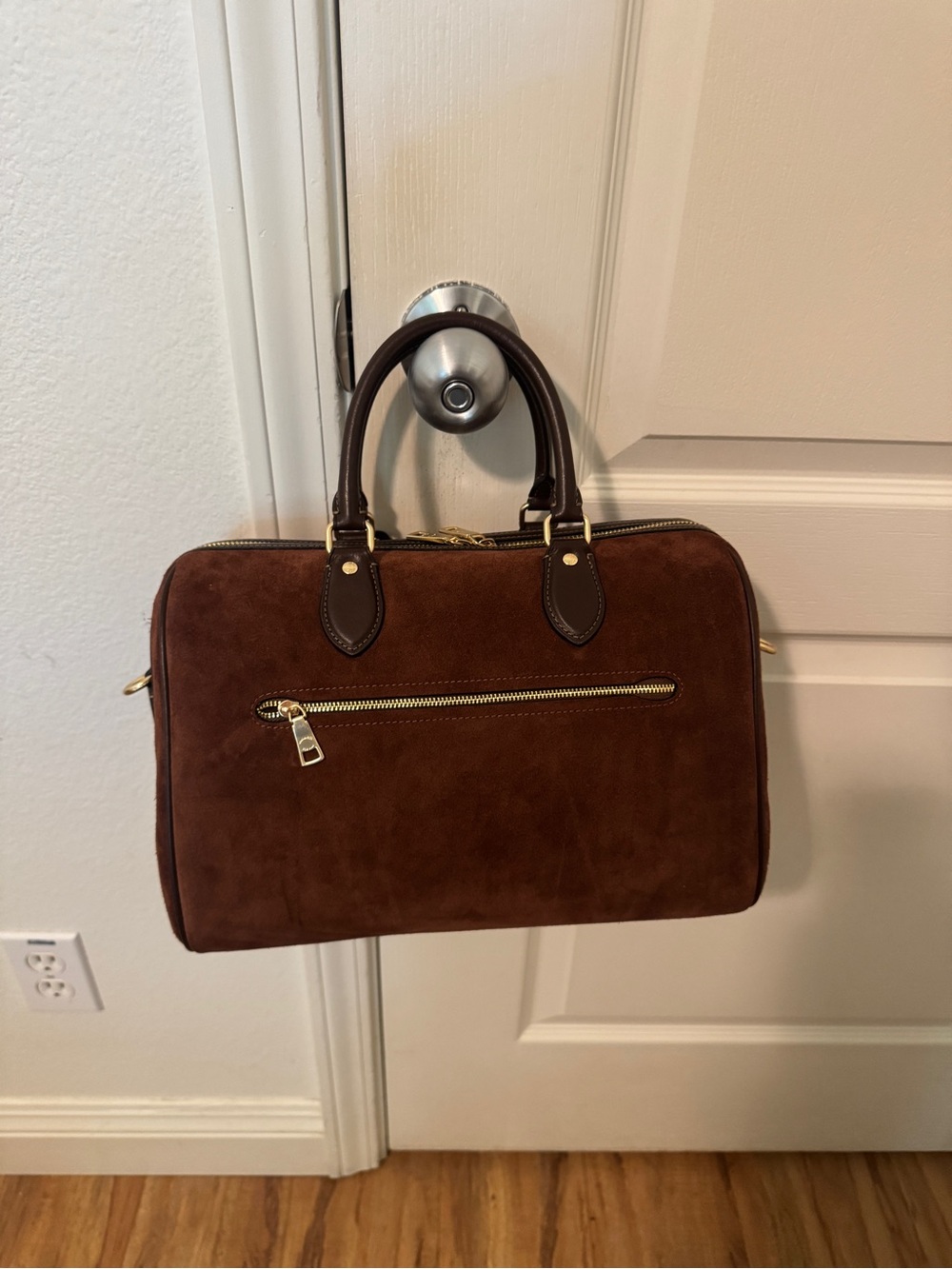 Coach Rowan Large Satchel in brown suede - Picture 2 of 5